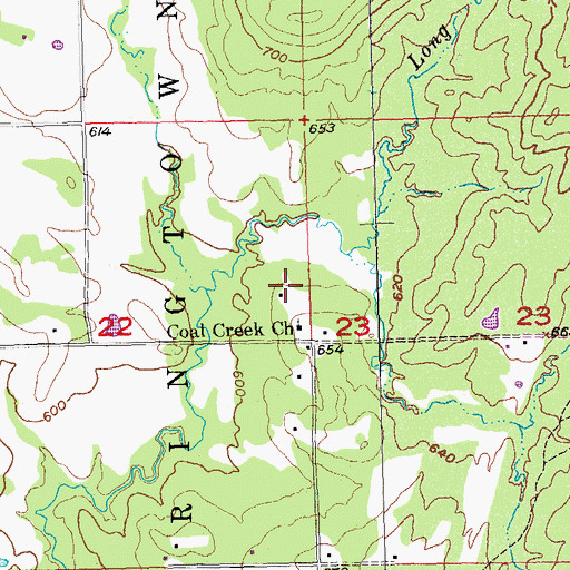 Topographic Map of Coal Creek Cemetery, OK