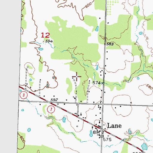 Topographic Map of Double Springs Cemetery, OK