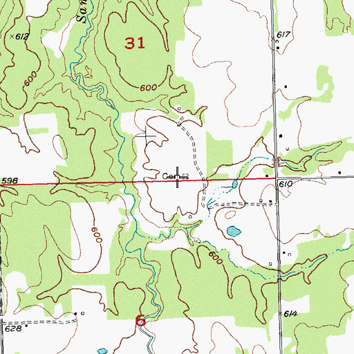 Topographic Map of Harmony Cemetery, OK