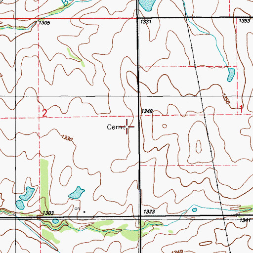 Topographic Map of Saint Peter Lutheran Cemetery, OK