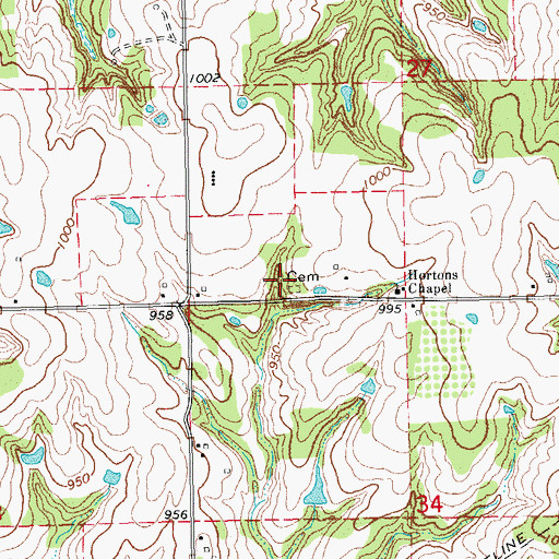 Topographic Map of Horton Chapel Cemetery, OK