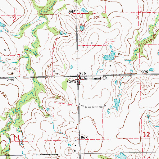 Topographic Map of Immanuel Lutheran Cemetery, OK