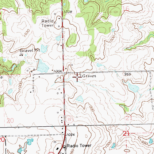 Topographic Map of Kyker Cemetery, OK