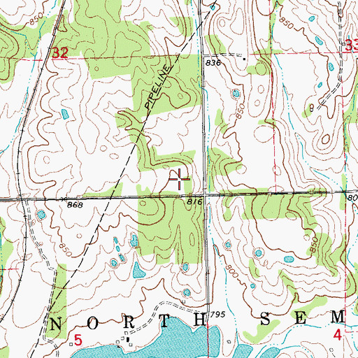 Topographic Map of Pleasant Hill Cemetery, OK
