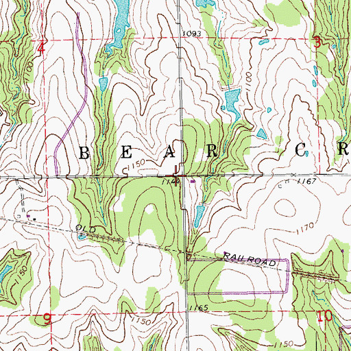 Topographic Map of Davis and Balls Cemetery, OK