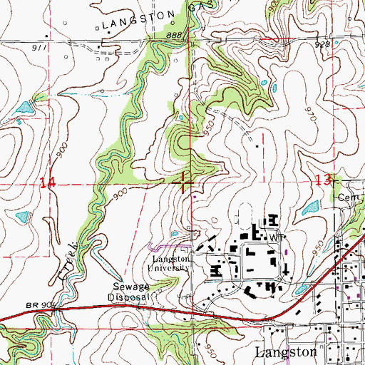 Topographic Map of Iowa City Cemetery, OK
