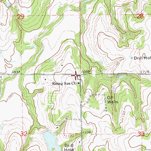 Topographic Map of Rising Sun Cemetery, OK