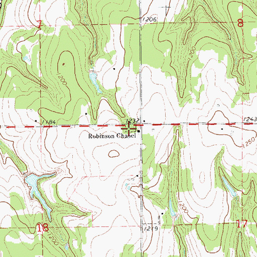 Topographic Map of Robison Cemetery, OK