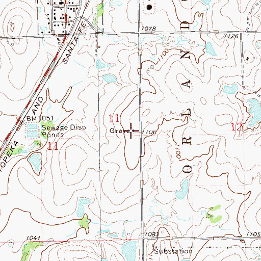 Topographic Map of Tedford Cemetery, OK