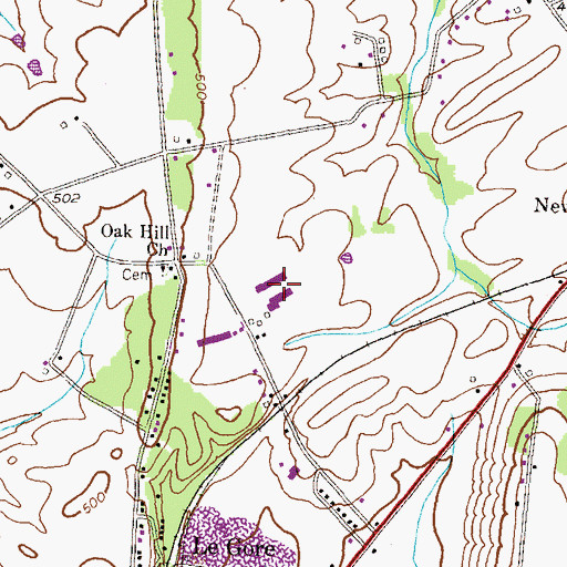 Topographic Map of Oak Bluff Dairy Farm, MD