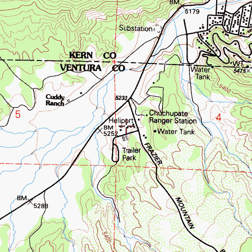 Topographic Map of Chuchupate Ranger Station, CA