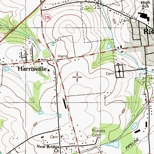 Topographic Map of Tosh Farms, MD