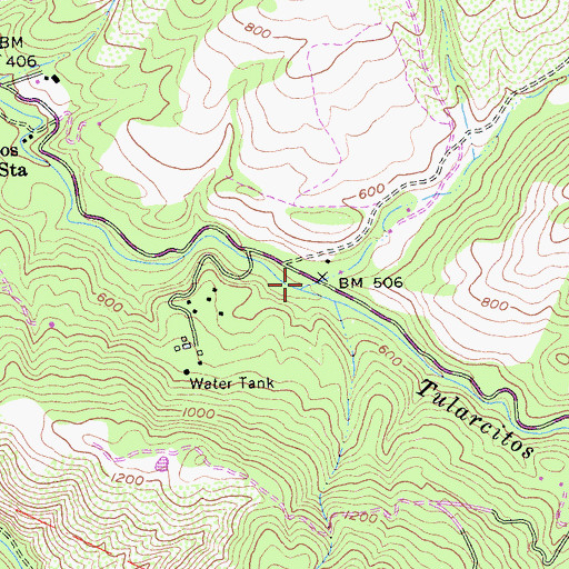 Topographic Map of Chupines Creek, CA