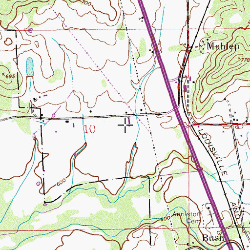 Topographic Map of Canebreak Farms, AL