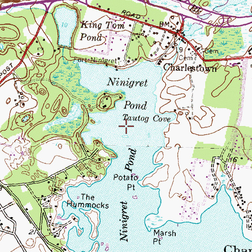 Topographic Map of Harvey Island, RI
