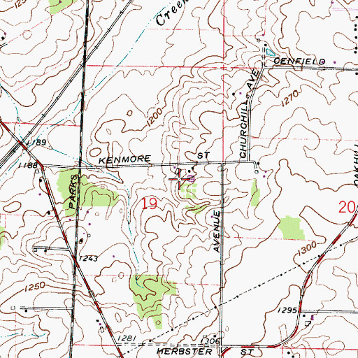 Topographic Map of Boardview Farms, OH