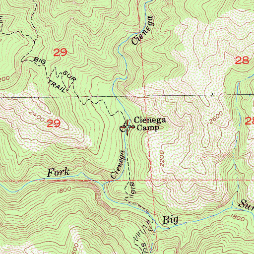 Topographic Map of Cienega Camp, CA