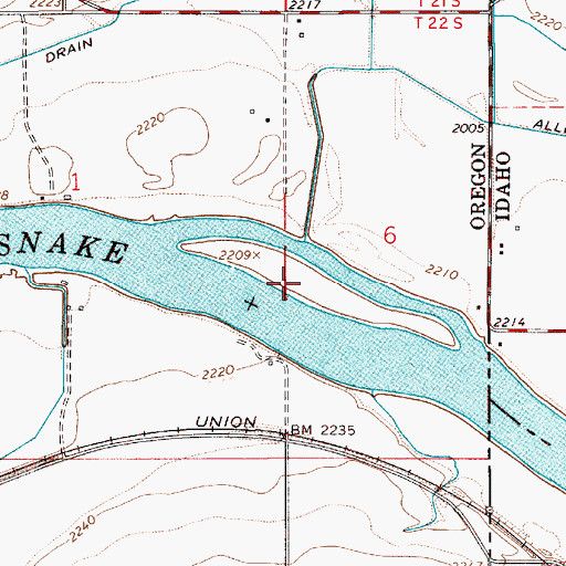 Topographic Map of Hettinger Island, OR
