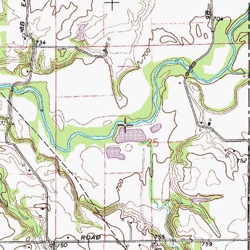 Topographic Map of Deer Run Creek, IN