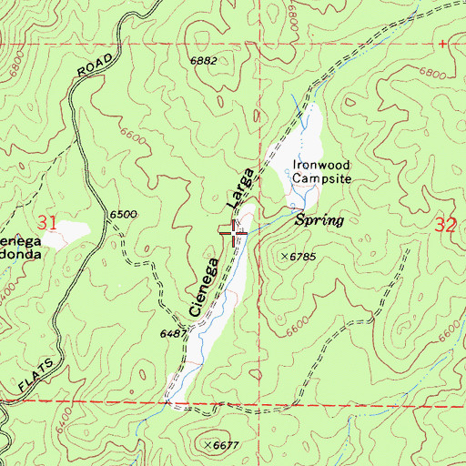 Topographic Map of Cienega Larga, CA