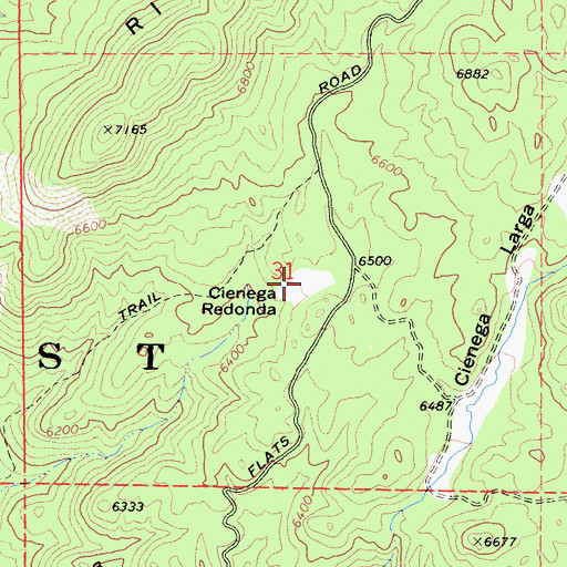 Topographic Map of Cienega Redonda, CA