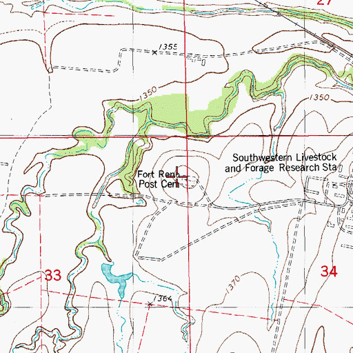 Topographic Map of Prisoner of War Cemetery, OK
