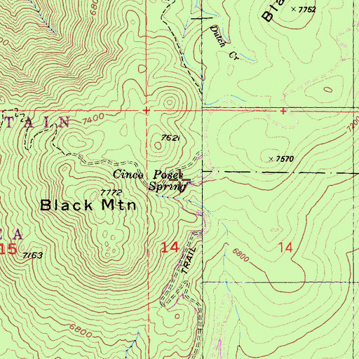 Topographic Map of Cinco Poses Spring, CA