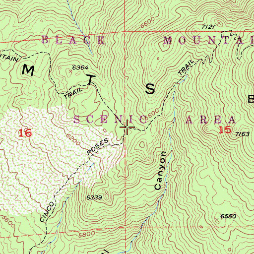 Topographic Map of Cinco Poses Trail, CA