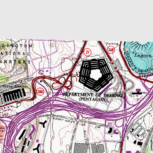 Topographic Map of National 9/11 Pentagon Memorial, VA
