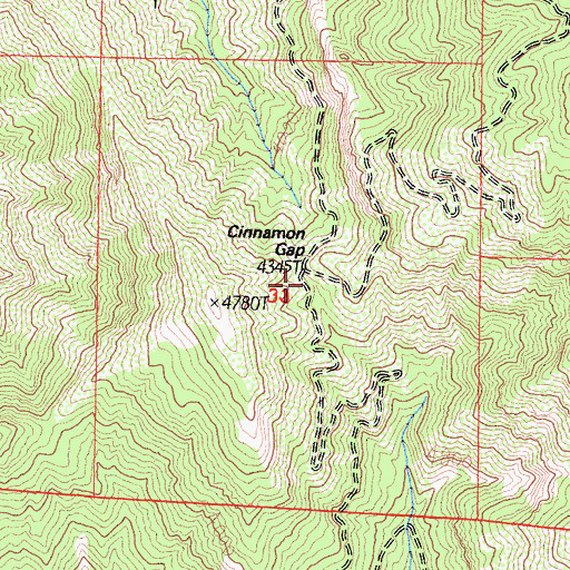 Topographic Map of Cinnamon Gap, CA