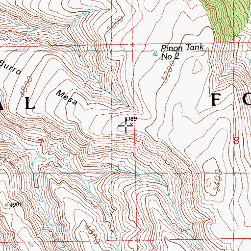 Topographic Map of Burro Mesa, AZ