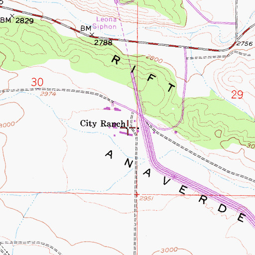 Topographic Map of City Ranch, CA