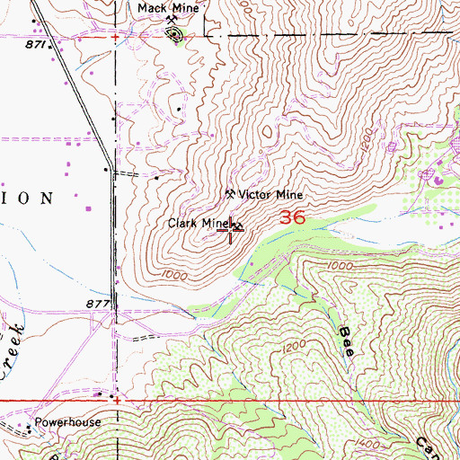Topographic Map of Clark Mine, CA