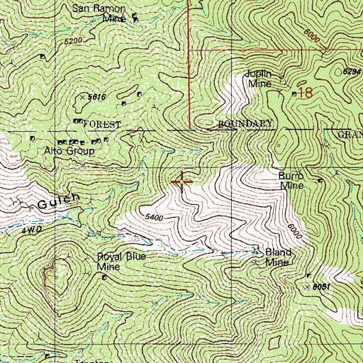 Topographic Map of Burro Mine, AZ