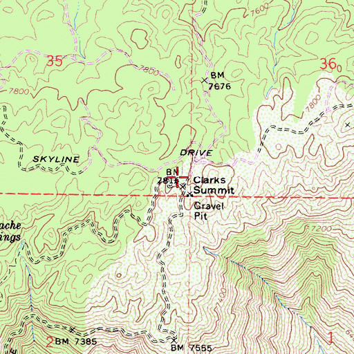 Topographic Map of Clarks Summit, CA
