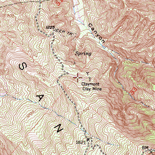 Topographic Map of Claymont Clay Mine, CA