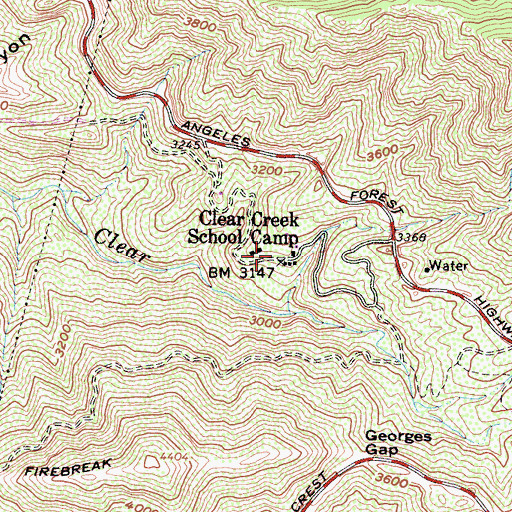 Topographic Map of Clear Creek School Camp, CA