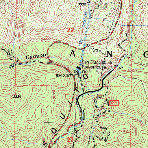 Topographic Map of Clearwater Canyon, CA