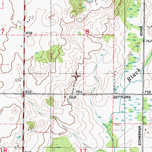 Topographic Map of Chervenka Farms, WI