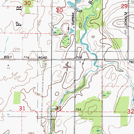 Topographic Map of Steinhorst Farms, WI