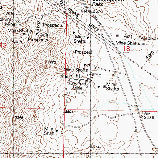 Topographic Map of Centroid Mine, AZ
