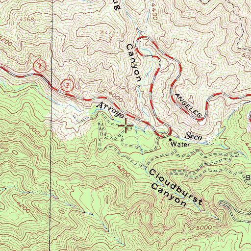 Topographic Map of Cloudburst Canyon, CA