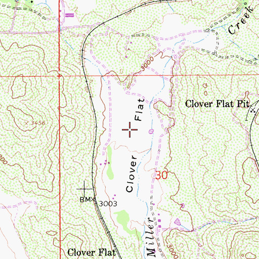 Topographic Map of Clover Flat, CA