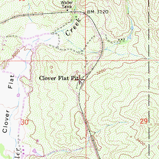 Topographic Map of Clover Flat Pit, CA