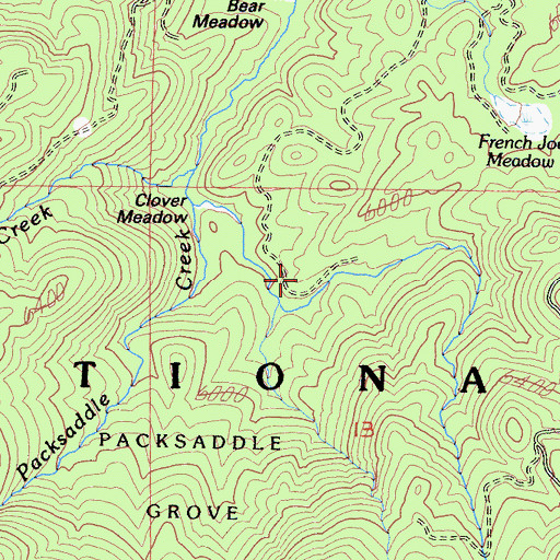 Topographic Map of Clover Meadow, CA