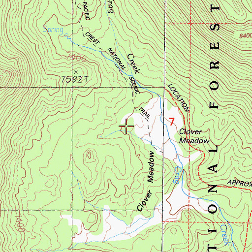 Topographic Map of Clover Meadow, CA