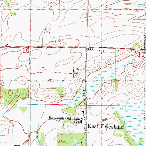 Topographic Map of Alsum Farms, WI