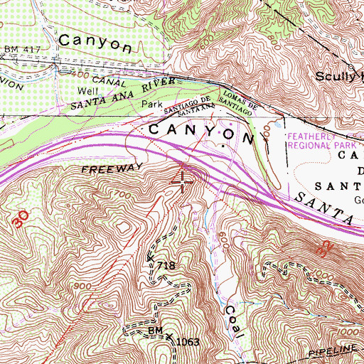 Topographic Map of Coal Canyon, CA