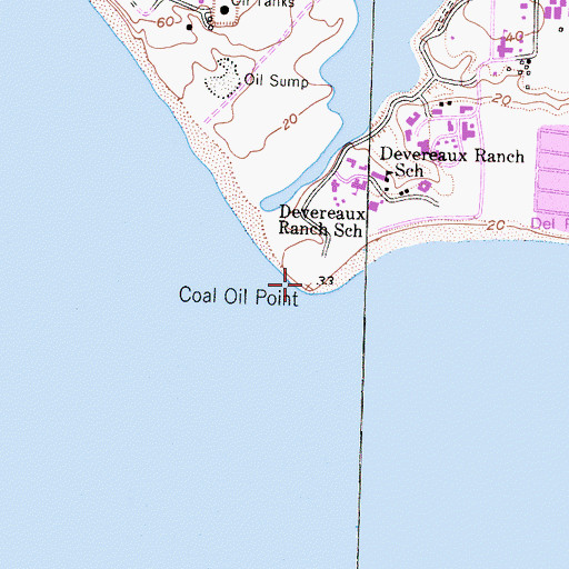 Topographic Map of Coal Oil Point, CA