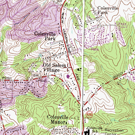 Topographic Map of Heyser Farms, MD